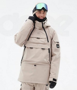 Beige Men's Dope Akin Snowboard Jackets | India_D2399