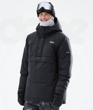 Black Men's Dope Puffer Snowboard Jackets | India_D1085