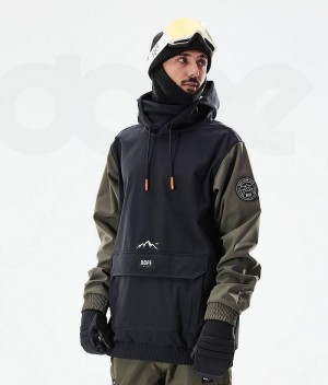 Black / Olive Men's Dope Wylie Snowboard Jackets | India_D1111