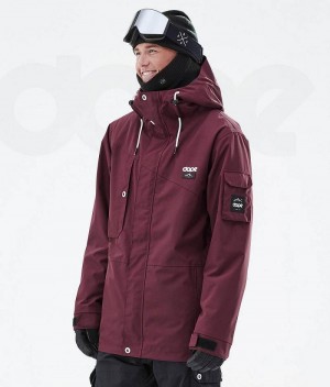 Burgundy Men's Dope Adept Snowboard Jackets | India_D1757