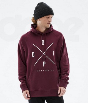 Burgundy Men's Dope Common Hoodies | India_D1595