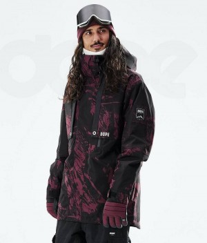 Burgundy Men's Dope Mojo Snowboard Jackets | India_D2258