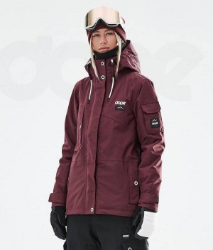 Burgundy Women's Dope Adept W 2021 Snowboard Jackets | India_D1655