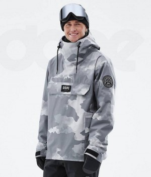 Grey Camo Men's Dope Blizzard Ski Jackets | India_D2176