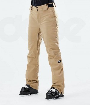 Khaki Women's Dope Con W 2021 Ski Pants | India_D1086