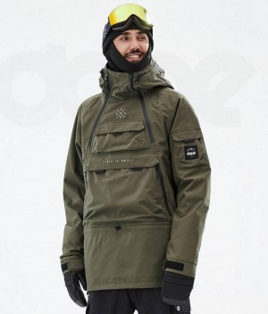 Olive Men's Dope Akin Ski Jackets | India_D1290