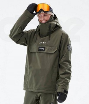 Olive Men's Dope Blizzard Ski Jackets | India_D1163