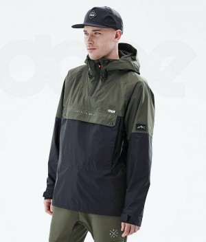 Olive / Black Men's Dope Hiker Light Outdoor Jackets | India_D1237