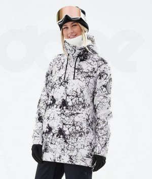 White / Black Women's Dope Wylie W Snowboard Jackets | India_D1022