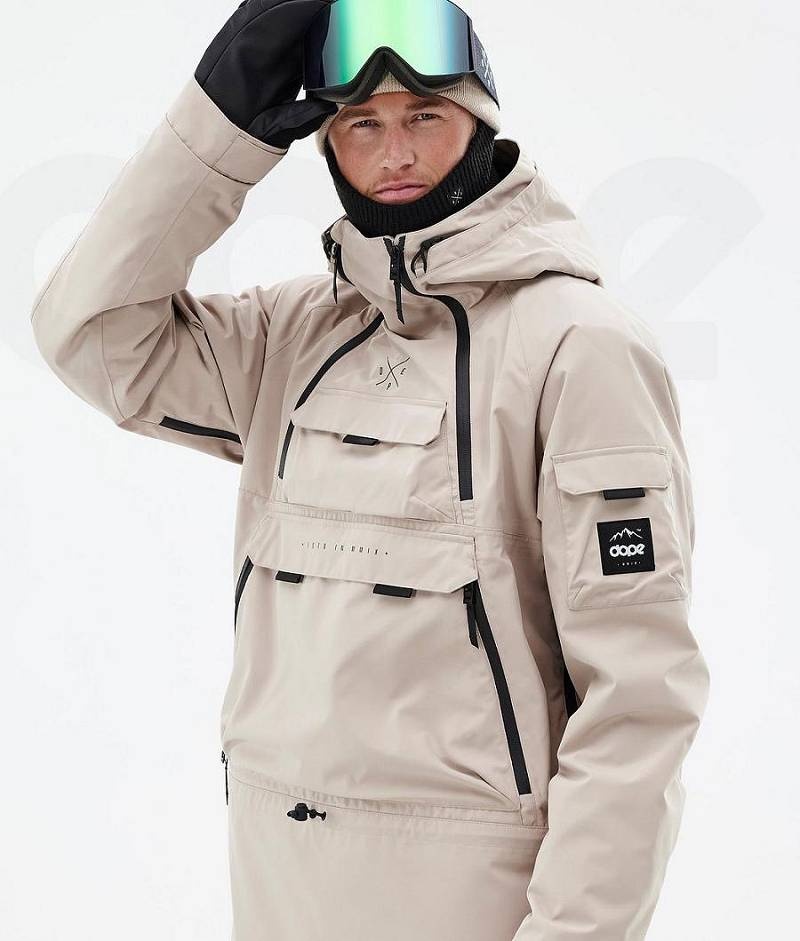 Beige Men's Dope Akin Snowboard Jackets | India_D2399