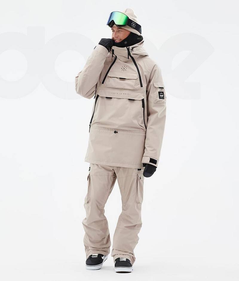 Beige Men's Dope Akin Snowboard Jackets | India_D2399