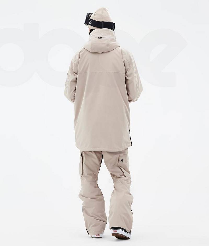 Beige Men's Dope Akin Snowboard Jackets | India_D2399