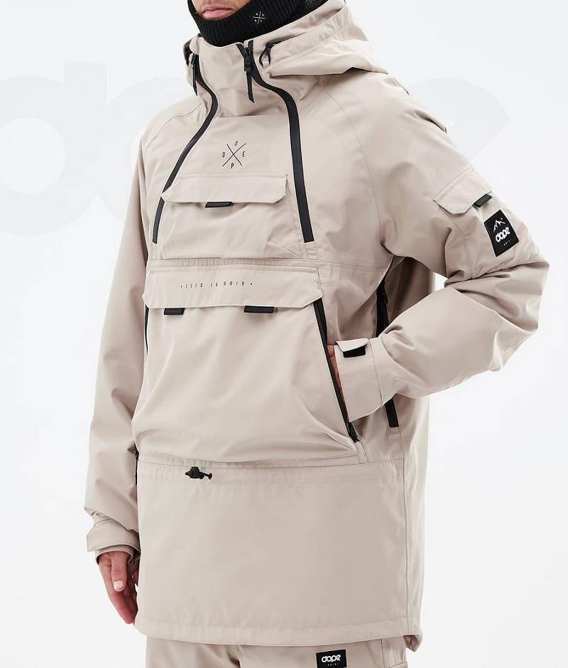 Beige Men's Dope Akin Snowboard Jackets | India_D2399