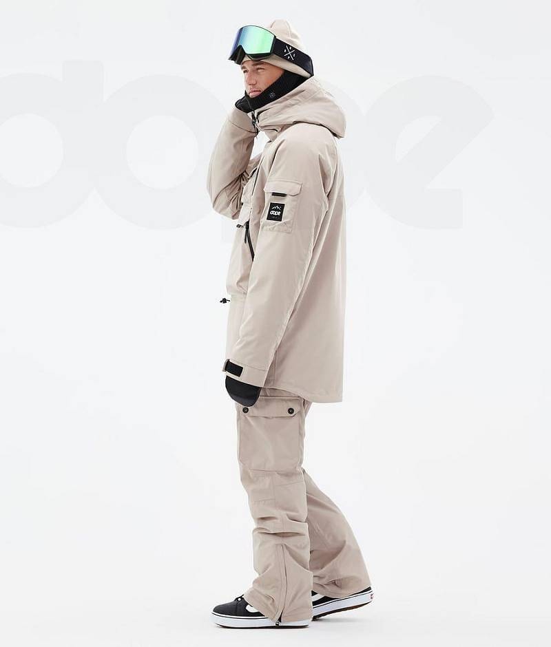 Beige Men's Dope Akin Snowboard Jackets | India_D2399