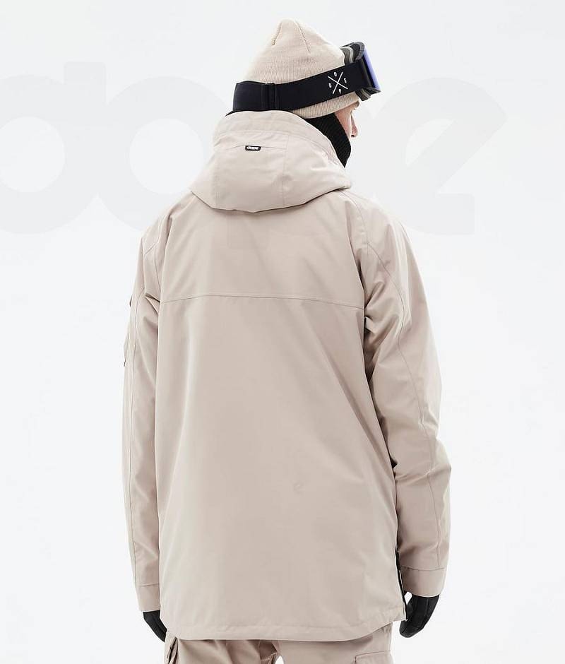 Beige Men's Dope Akin Snowboard Jackets | India_D2399