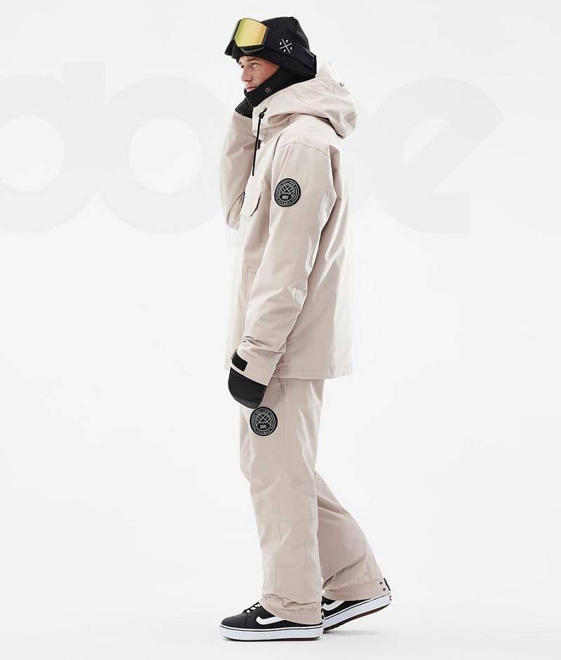 Beige Men's Dope Blizzard Snowboard Jackets | India_D1067