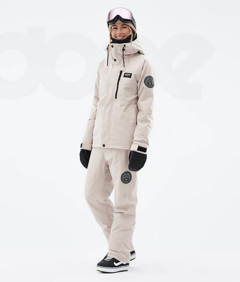 Beige Women's Dope Blizzard W Full Zip Snowboard Jackets | India_D2277