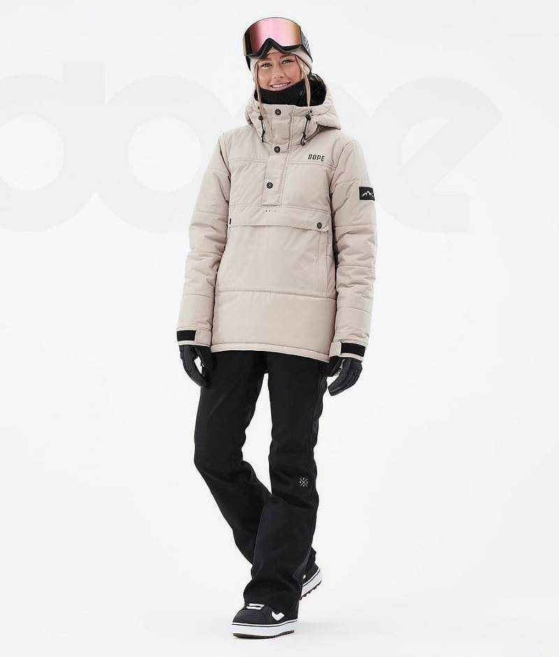 Beige Women's Dope Puffer W Snowboard Jackets | India_D2398