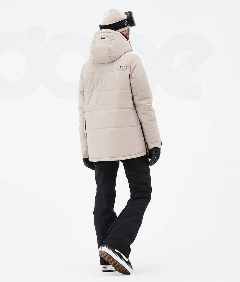 Beige Women's Dope Puffer W Snowboard Jackets | India_D2398