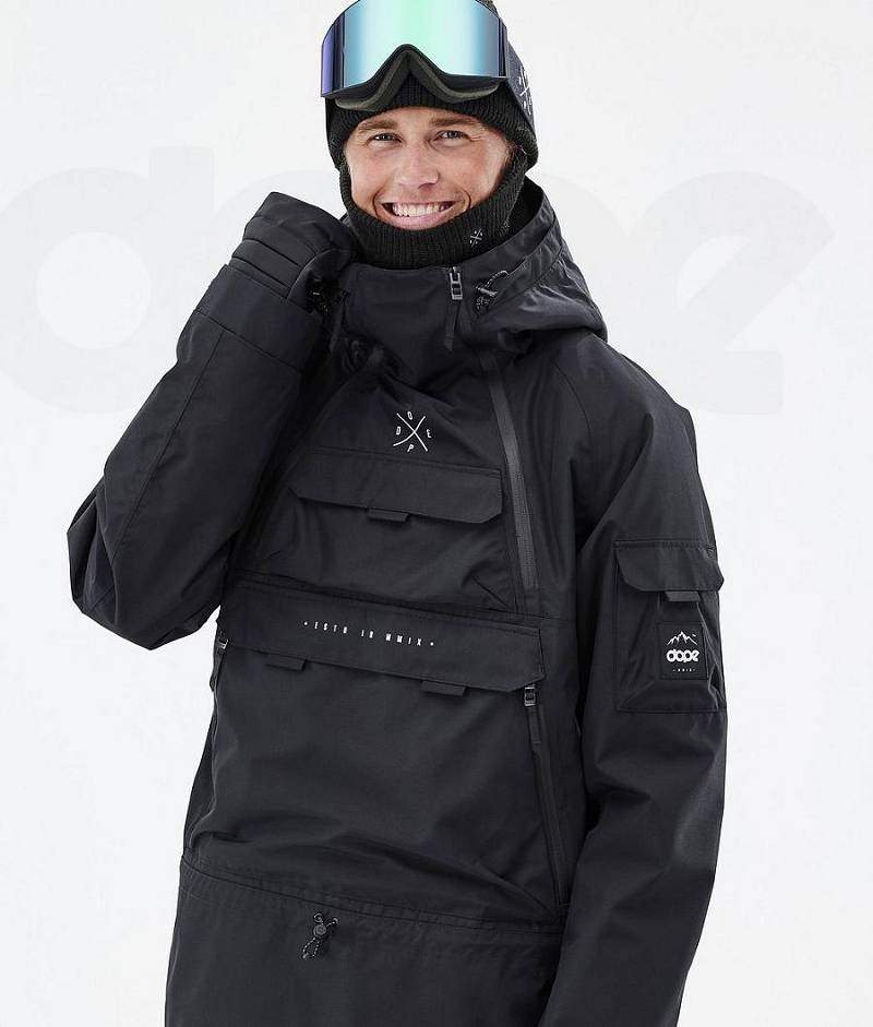 Black Men's Dope Akin Ski Jackets | India_D1700