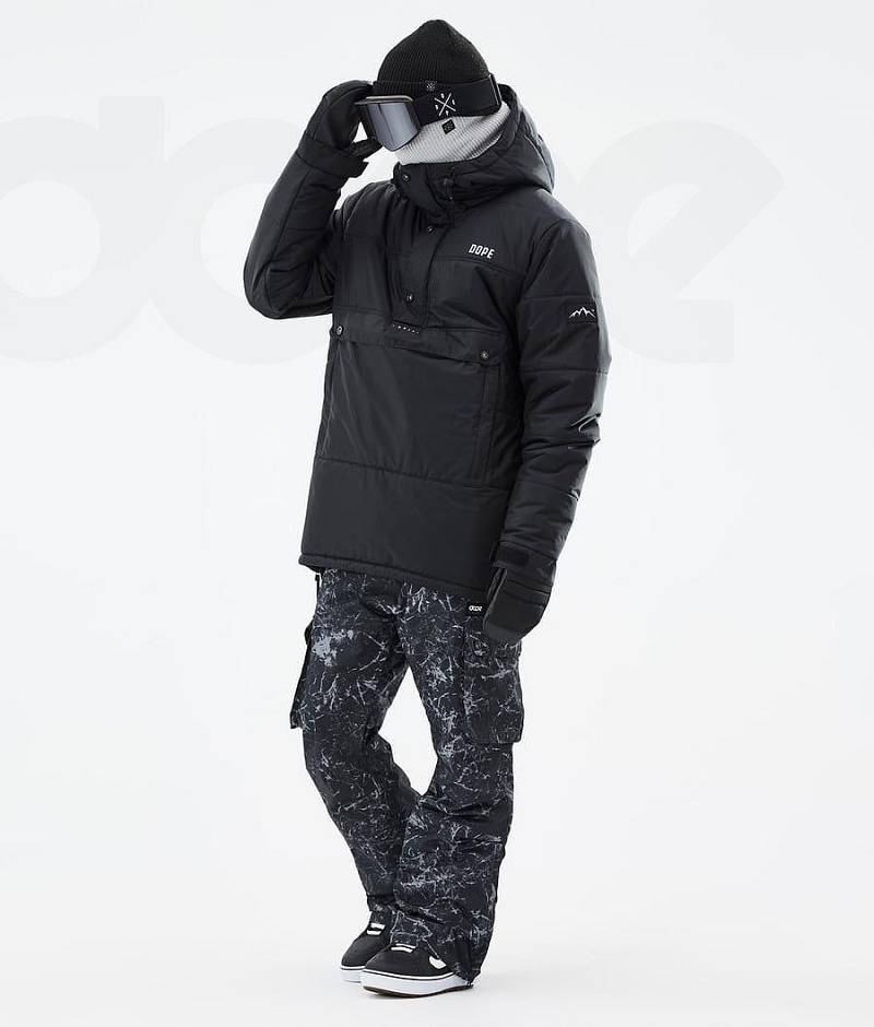 Black Men's Dope Puffer Snowboard Jackets | India_D1085