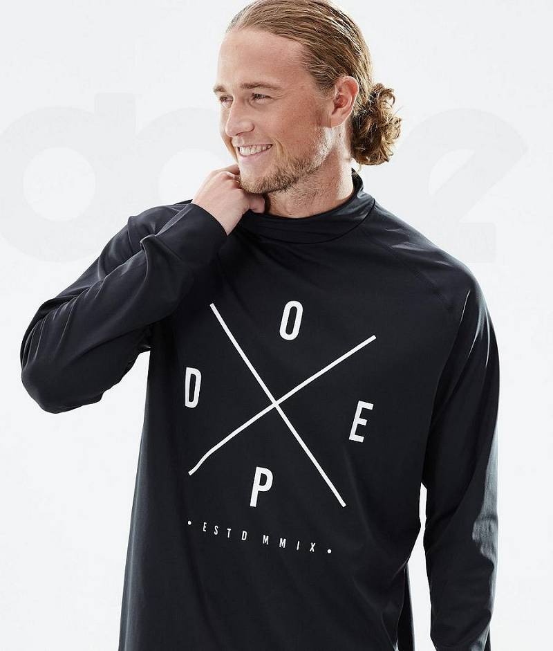 Black Men's Dope Snuggle Base Layer Tops | India_D1165