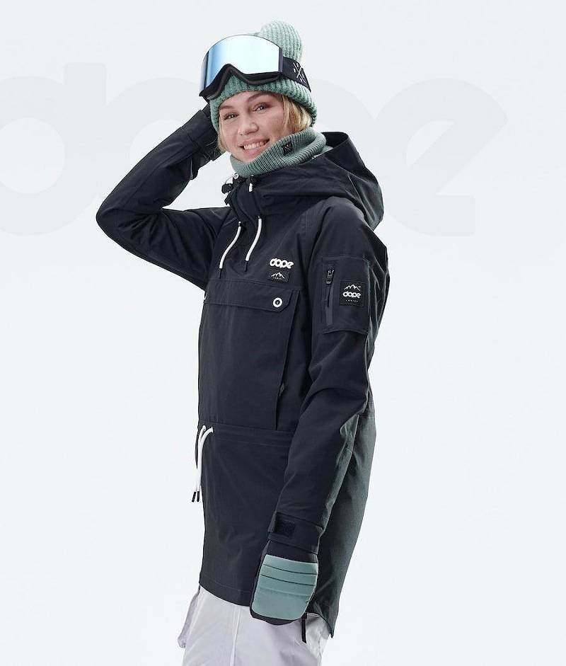 Black Women's Dope Annok Long W Snowboard Jackets | India_D1502