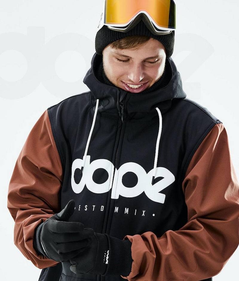 Black / Brown Men's Dope Standard DO Snowboard Jackets | India_D2495