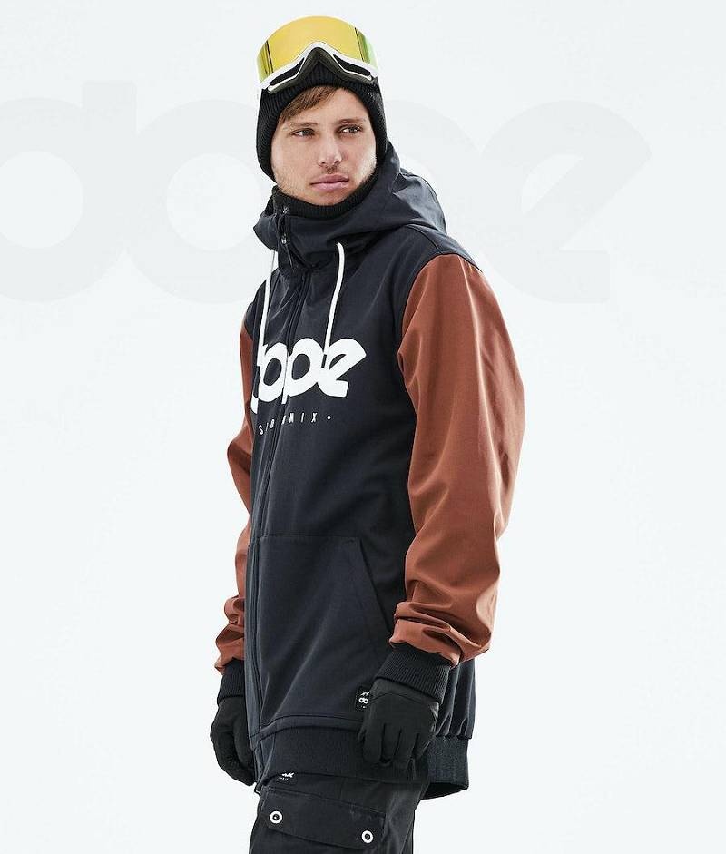 Black / Brown Men's Dope Standard DO Snowboard Jackets | India_D2495