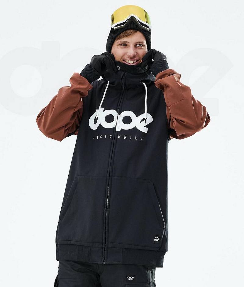 Black / Brown Men\'s Dope Standard DO Snowboard Jackets | India_D2495