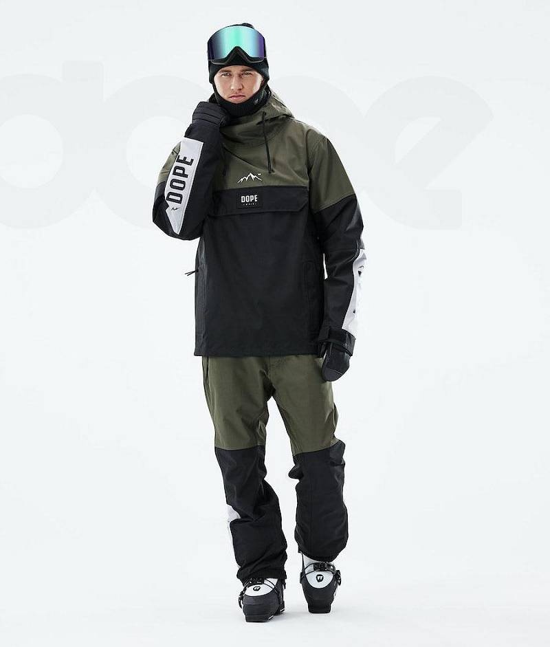 Black / Olive Men's Dope Blizzard LE Ski Jackets | India_D2032