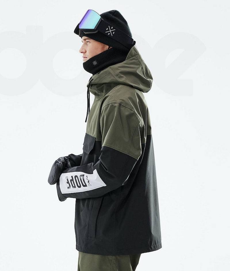 Black / Olive Men's Dope Blizzard LE Ski Jackets | India_D2032