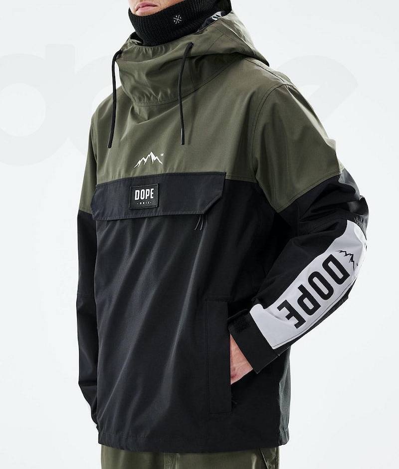 Black / Olive Men's Dope Blizzard LE Ski Jackets | India_D2032