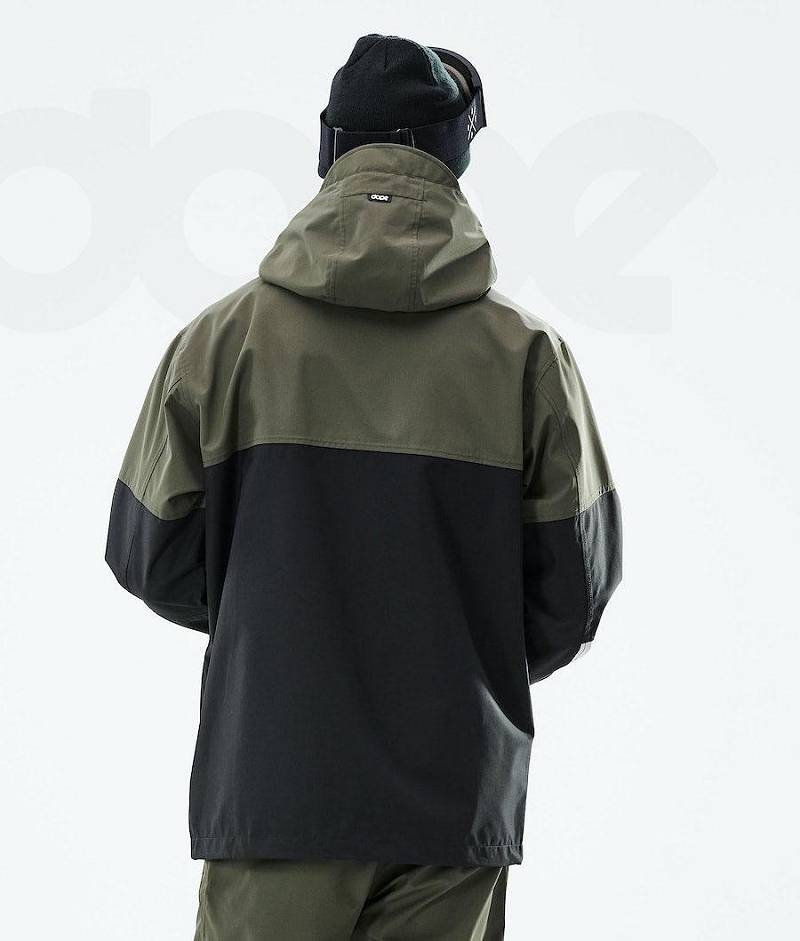 Black / Olive Men's Dope Blizzard LE Ski Jackets | India_D2032