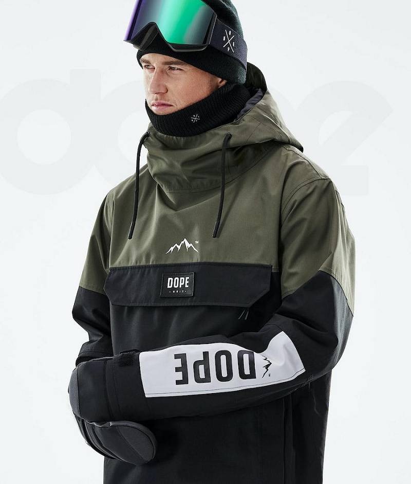 Black / Olive Men's Dope Blizzard LE Snowboard Jackets | India_D2341