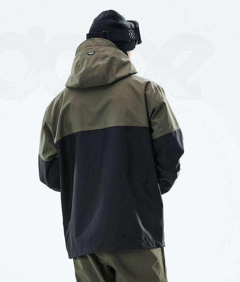 Black / Olive Men's Dope Blizzard LE Snowboard Jackets | India_D2341