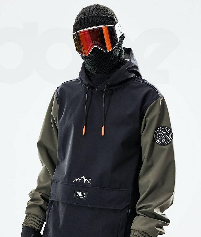 Black / Olive Men's Dope Wylie Snowboard Jackets | India_D1111