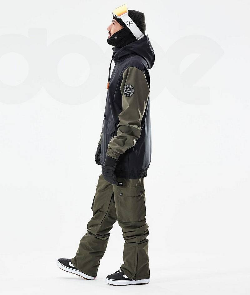 Black / Olive Men's Dope Wylie Snowboard Jackets | India_D1111