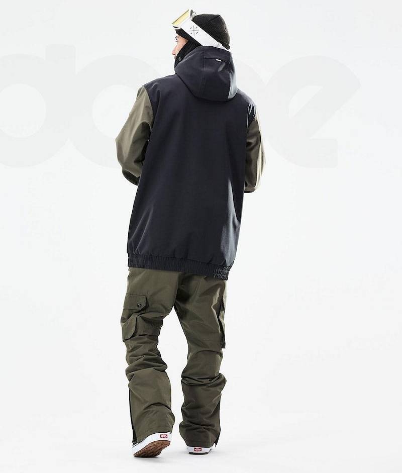 Black / Olive Men's Dope Wylie Snowboard Jackets | India_D1111