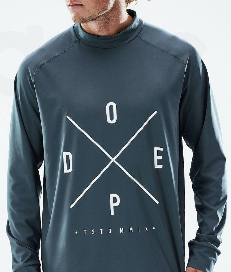 Blue Men's Dope Snuggle Base Layer Tops | India_D2431