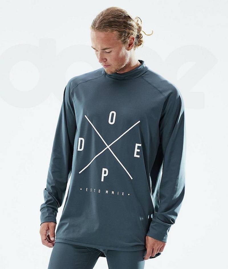 Blue Men\'s Dope Snuggle Base Layer Tops | India_D2431