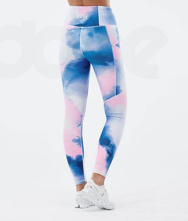 Blue / Pink Women's Dope Lofty Tech Leggings | India_D1820