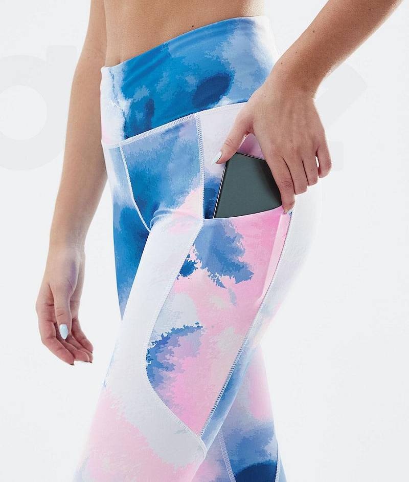 Blue / Pink Women's Dope Lofty Tech Leggings | India_D1820