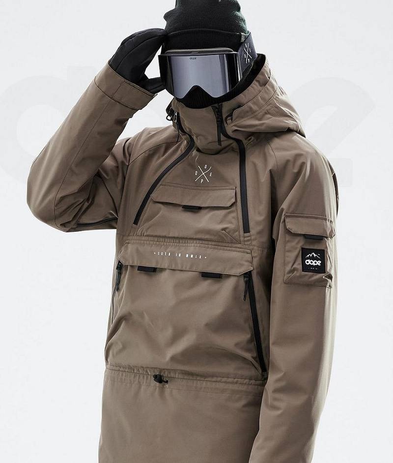 Brown Men's Dope Akin Snowboard Jackets | India_D1996