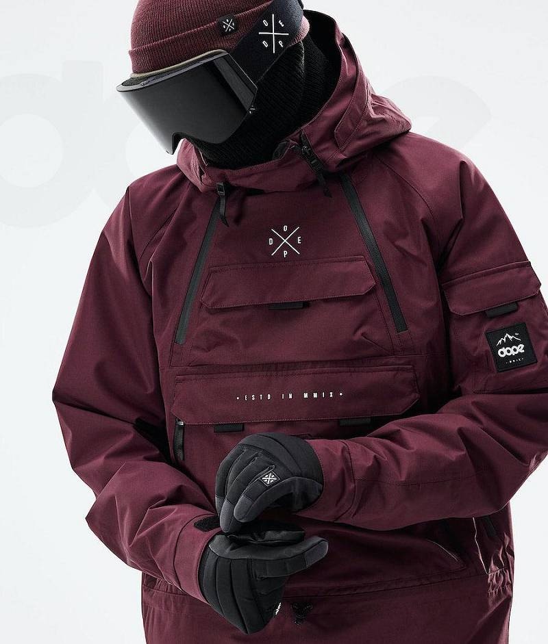 Burgundy Men's Dope Akin 2021 Ski Jackets | India_D2204