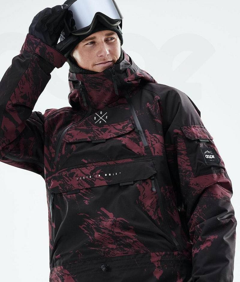 Burgundy Men's Dope Akin 2021 Snowboard Jackets | India_D2073