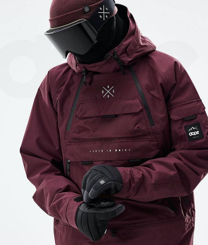 Burgundy Men's Dope Akin 2021 Snowboard Jackets | India_D1374