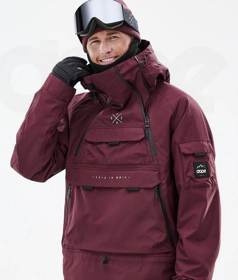 Burgundy Men's Dope Akin Ski Jackets | India_D2427