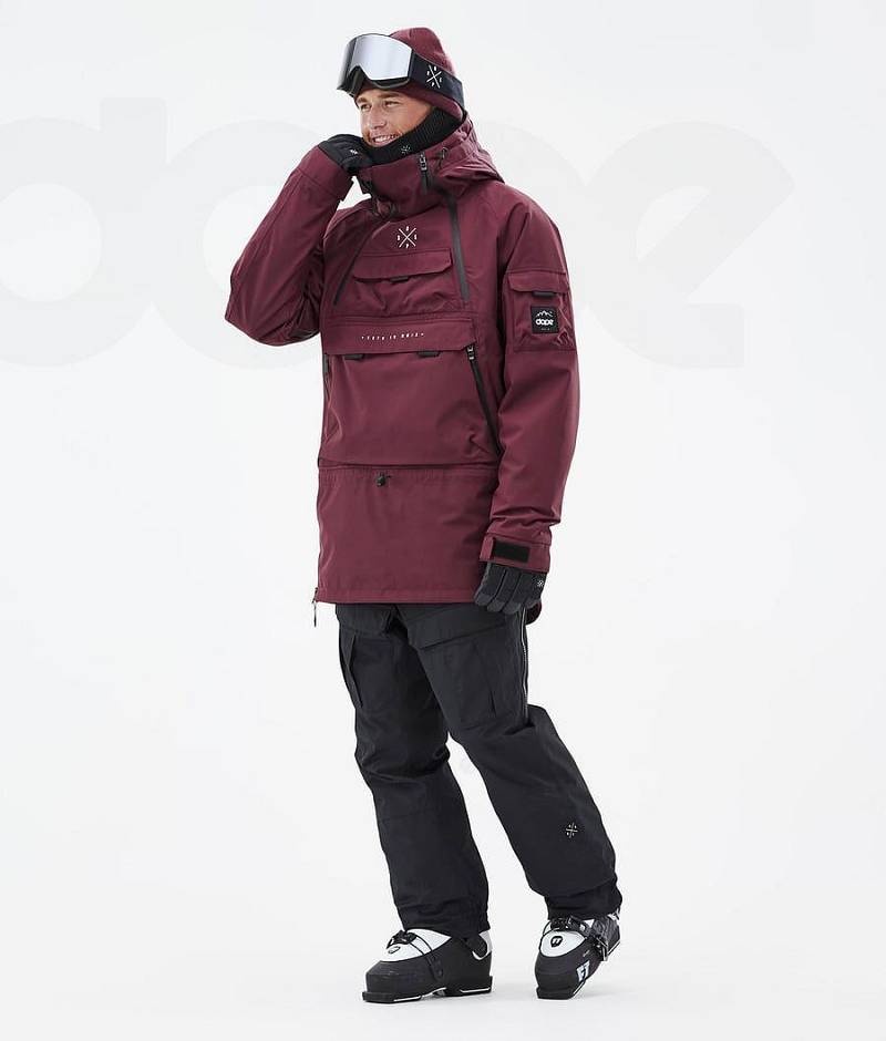 Burgundy Men's Dope Akin Ski Jackets | India_D2427