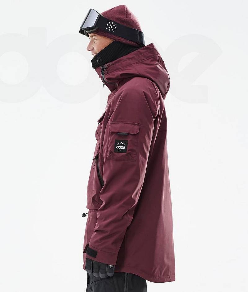 Burgundy Men's Dope Akin Ski Jackets | India_D2427